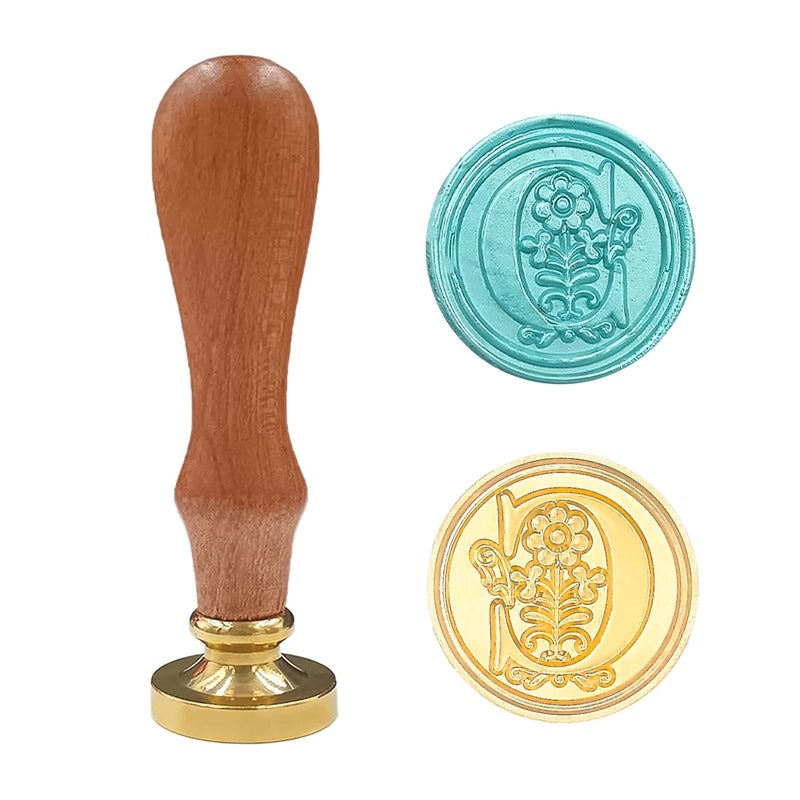 krastmon Medieval Traditional Initial Alphabet Wax Seal Stamp, Brass Head Wooden Handle Letter Stamps for Card/Envelope/Gift - (Letter C) - Image 1